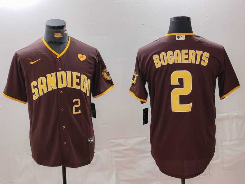 Men%27s San Diego Padres #2 Xander Bogaerts Brown With PS Patch Cool Base Stitched Jerseys->san diego padres->MLB Jersey